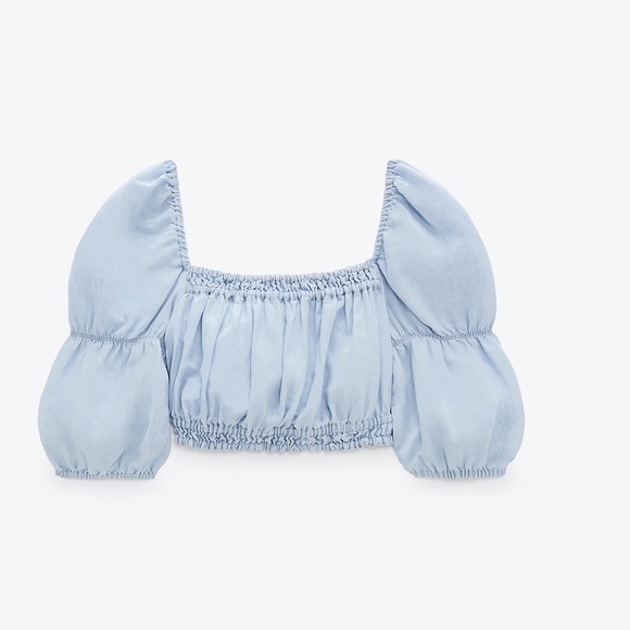 ZARA - LINEN BLEND CROPPED TOP - Picture 2 of 5